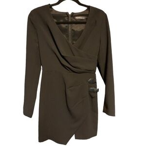 Kensie Dresses Long Sleeve Wrap w/ Buckles Knee Length Black Dress Ladies Size 4
